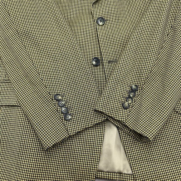 Daniel Blazer Men 44 Yellow Blue Houndstooth Classic Jacket VTG 80s‎ Hong Kong - Picture 3 of 13